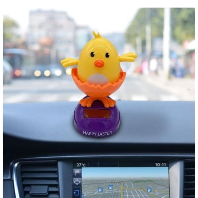 Picture of Car solar dancing Eggshell Ornaments Cute And Creative Chick Ornaments Solar Powered Car Ornaments Cartoon Kids Toys (Yellow)