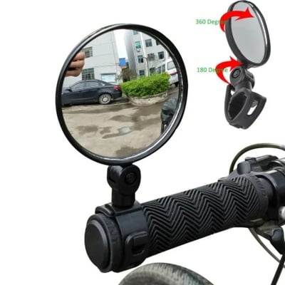 Picture of Motorbike Mirror 1 pcs Universal Bicycle Mirror Handlebar Adjustable 360 Degree Rotation Wide Angle Rearview Mirrors Reflector Motorcycle Accessories (Black)