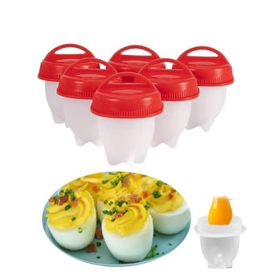Picture of 6PCS/Set Egg Poachers Cooker Silicone Non-stick Egg Boiler Cookers,Silicone Boiled Steamer Eggies, BPA Free (White)