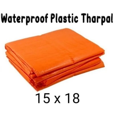 Picture of Tarpaulin Sheet Waterproof Tirpal (7x9) (9x12) (15x18) Heavy Duty Multipurpose Plastic Cover All Weather Protection Tharpai for Truck , Garden , Car , Bike , Home Roof, Rain (কমলা- 15x18 inchi)