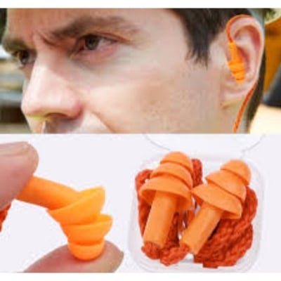 Picture of 2 Pair Silicone Ear Plugs Anti Noise Snore Swimming Diving Waterproof Earplugs Reusable With Case Anti-lost Chain Earplugs (Orange)