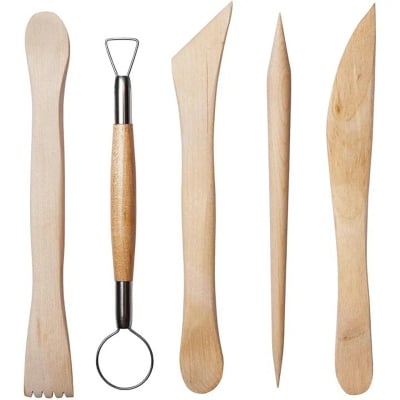 Picture of 5 Pcs Clay Sculpting Tools, findTop Pottery Clay Sculpting Tool Set for Sculpture Pottery Texturing Modeling Tools (Brown)