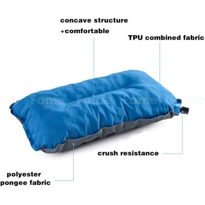 Picture of Inflating Pillow, Outdoors Lightweight Automatic Inflatable Air Cushion Travel Pillow Thicken Widening for Camping Hiking Backpacking (Blue)