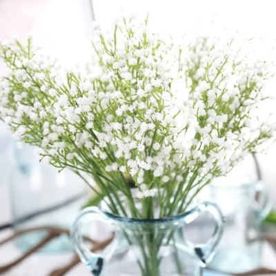 Picture of 1 branch Artificial White Gypsophila Silk Flower Bunch Baby's Breath (White)