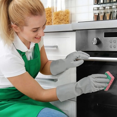 Picture of Dishwashing Gloves Waterproof and Durable Kitchen Gloves Kitchen Dishes and Laundry Thin Cleaning Gloves. (Grey)
