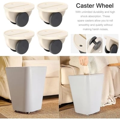 Picture of Mini Self Adhesive Universal Furniture Pulley Wheel Castor, No Noise, Suitable for DIY Box Toy Car Cloth Bin Storage Container Small Furniture (Grey)