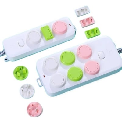 Picture of 4 pcs Socket Cover Protection 3 pin 2 pin For Babies Switch Board Cover Electric Safety Socket Cover Safety Plug (Multicolor)
