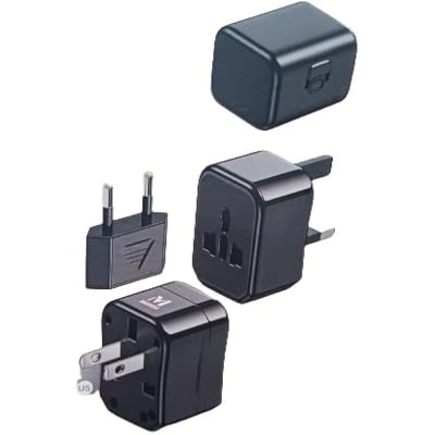 Picture of Universal Travel Socket Adapter, 10A, 2500W, 3-in-1, Multiple Country Compatible (Black)