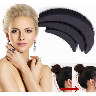 Picture of 3 pcs Volume Inserts Bouffant Ponytail Hair Clip Bun Maker Hair Extensions | Instant Volume/Hair Accessories Set Of Hair Puff Volumizer, Banana Bumpits/Black China 