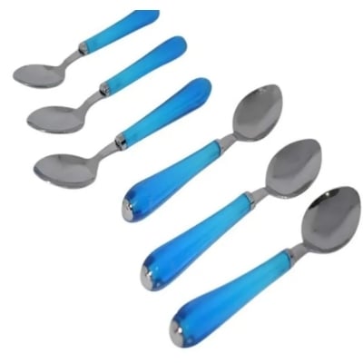 Picture of 6-Pieces Set of Table Spoon for Kitchen and Dining Table Stainless Steel with Shiny Fancy Plastic Handle Spoon Set for Trendy Lunch Dinner Table Spoon (Set of 6)  (Multicolor)