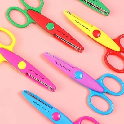 Picture of 3 Pcs Design Scissor Creative Fancy Paper Cutting - 3 Pattern Scissors -6.5" -165mm Multicolor (Multicolor)