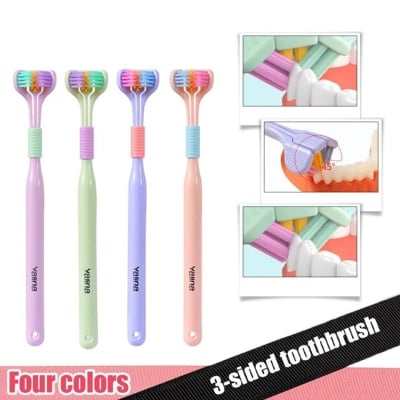 Picture of Three Sided Soft Hair Tooth Toothbrush 1 Pcs Ultra Fine Soft Bristle Adult Toothbrush Oral Care Safety Teeth Brush Oral Health Cleaner (Multicolor)