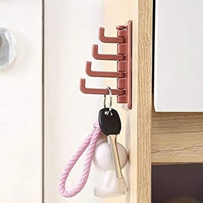 Picture of 4 in 1 Wall Hanging Heavy Duty Sticky Adhesive Hooks 180° Rotatable Wall Mounted Hooks for Hanging Clothes Bag Belts Frame for Home Kitchen and Bathroom MAX Load 10 kg ( Pack of 1 ) (Multicolor)