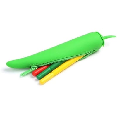 Picture of 1pcs Creative Cute Silicone Pepper Wallet Pencil Case (Green)