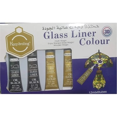 Picture of Glass Painting Set  6 Pcs gold silver black Glass Liner Colors 3D Glass with Watercolor Paints Set for Drawing Pigment Water Color with 6 color (Multicolor)