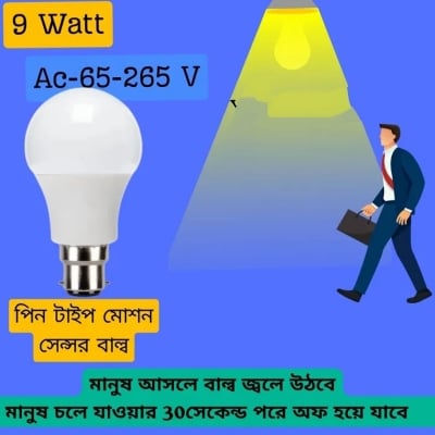 Picture of PIR Motion Sensor pin  LED Lamp Bulb Globe Auto ON/OFF Energy Saving Light (White)