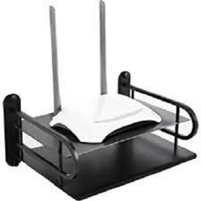 Picture of Black Metal Wireless Wifi Router Storage Box / TV Set Box Shelf Wall Hanging Plug Board Bracket Cable Storage Organizer (Black)