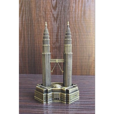 Picture of 18 cm Metal Home Decoration Accessories Souvenirs Twin Tower Showpiece (Bronze)