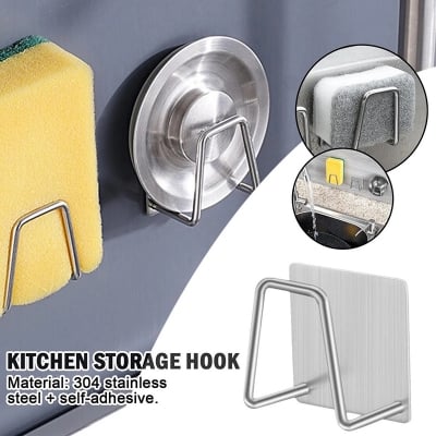 Picture of Silver Sponge Towel Holder Self-adhesive No Drilling Steel (Silver)