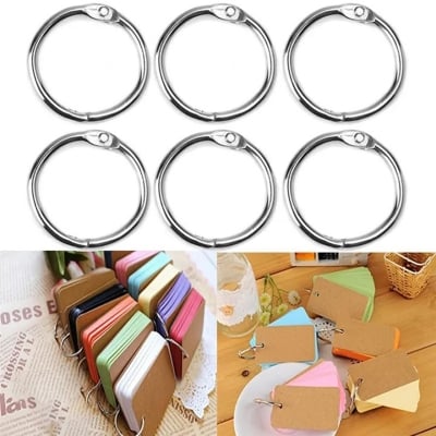 Picture of 9 pcs Loose Leaf Binder Rings 1-Inch Office Book Rings, Metal Book Rings (Silver)