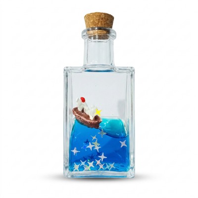 Picture of Cruise Ship Model Unsinkable Cruise Ship Iceberg Model Fluid Drift Bottle Floating Acrylic Model Room Decor Birthday Gifts (Blue)