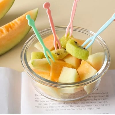 Picture of 20 pcs Fruit Fork Mini Children Snack Cake Dessert Food Fruit Pick Toothpick (Multicolor)