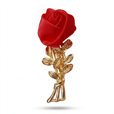 Picture of Red Rose Flower Brooch 1 Pcs For Women Elegant Blouse Brooch Pin Dress Luxury Fashion Jewelry Accessories Party Gifts (Gold)