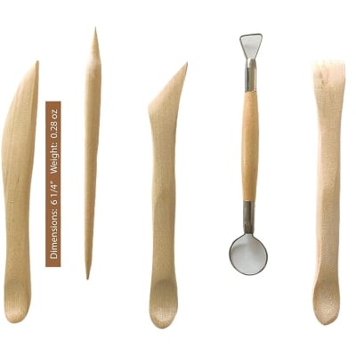 Picture of 5pcs/set Wooden Polymer Clay Tools Clay Sculpting Tool Multi-functional Carving Ceramics Tools Pottery Tool Wooden Polymer Clay Pottery Play Dough Sculpting Modeling Tools (Brown)