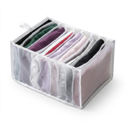 Picture of 7 Grids Small Cloth Storage Box Organizer, Cloth Organizer Box, Closet Storage drawer divider storage organizer Box (Grey)