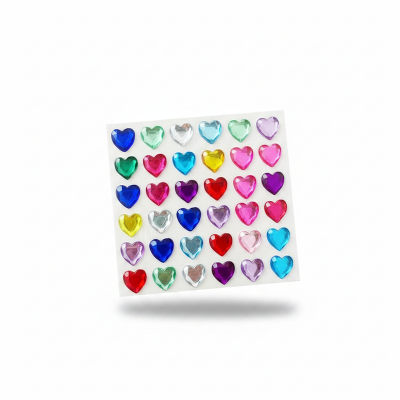 Picture of 30 PCS Crystal Deco Heart Shape Sticker (Multicolor)