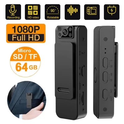 Picture of Lightweight Portable body camera Easy-to-use 1080P Miniature Mini clip-on camcorder Discreet Compact Wearable pocket video (Black)