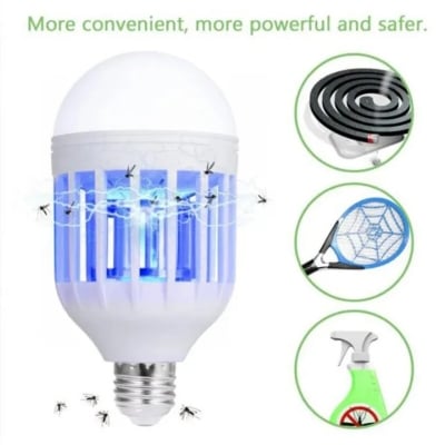Picture of LED indoor Mosquito Killer Light Bulb 2 In 1 E27 Home Anti Repellent Bug fly Zapper against insects shocker electric AC 220V 15W (White)