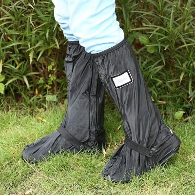 Picture of Rain Boot Covers, Motorcycle Rain Shoe Covers Waterproof Non-Slip Scooter Bike Cycling Shoes Cover for Rainy Snowy Day (Black,One size)