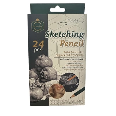 Picture of Keep smiling 24 Sketching Pencils for Drawing and Fine Art, for Students, Professionals and Artists ( (Black)