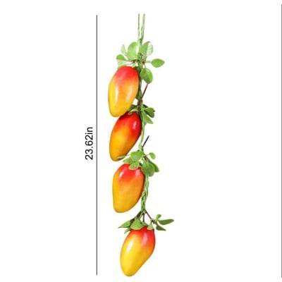 Picture of 1 Strings 4 Mango Artificial Fruit Hanging Strings, Fake Mango Bunch Lifelike Fruit Photography Props for Home Kitchen Hanging Ornaments Farmhouse Decoration (Red)