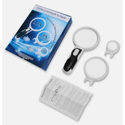 Picture of Magnifying Glass 10 Times Lupa Loupe Third Hand Magnifier With LED Lights Fresnel Lens For Reading Repair Magnifying Glass 