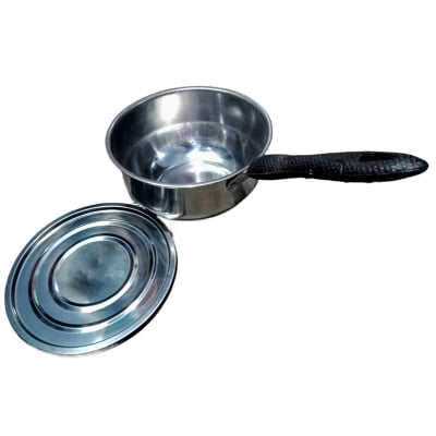 Picture of Steel Small fry pan Souch Pan with Lid Milk Pan / Tea Pot induction support (Silver)