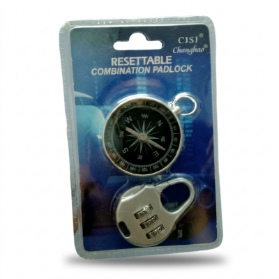 Picture of Metal Handbag Type Resettable Coded Padlock with Compass (Silver)