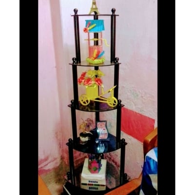 Picture of 5 layer Partex board corner rack Corner Stand / Display Stand Side Corner, 5 Shelves Exclucive Corner Shelf  MULTICOLOR (Brown)