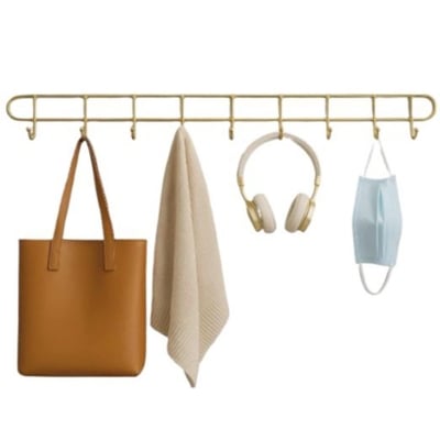 Picture of Gold Steel Wall Hanger 10 Hook Hook Rail wall bracket coat towel rack cup stand (Gold)