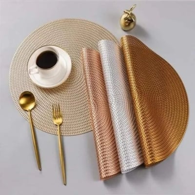 Picture of 1/PCS Round Placemats Modern Restaurant Hollow Table Decoration PVC Meal Mat Anti-hot Dining Tablemats (Multicolor)