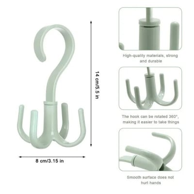 Picture of 1/2 Pcs Rotary 4-Claw Multi-Purpose Hanger Hook | 360 Degree Rotating Cloth, Bag, Scarf Coat Claw Hook Hanger (Multicolor 1 pcs)