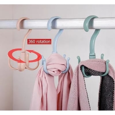 Picture of 1/2 Pcs Rotary 4-Claw Multi-Purpose Hanger Hook | 360 Degree Rotating Cloth, Bag, Scarf Coat Claw Hook Hanger (Multicolor 2 Pcs)
