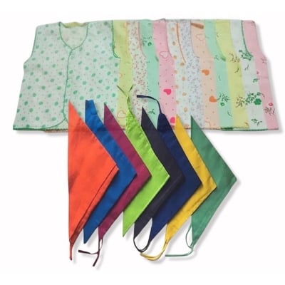 Picture of Newborn Baby Nima 5 Piece & Nappy 5 Piece, 10-Piece Combo Multicolor (0-5 Months) (Multicolor,0-12 months)