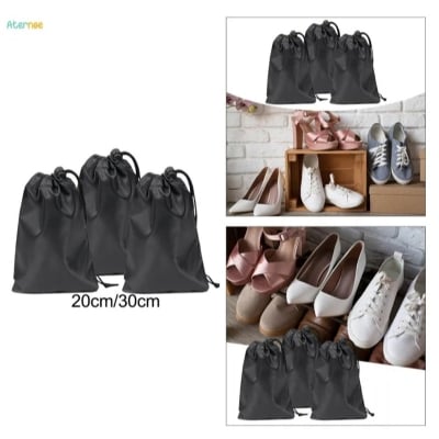 Picture of 2 Shoes Bag Shoe Bags, Drawstring Travel Organizers Bag, Dustproof Multipurpose Drawstring Pouch, Drawstring Shoes Storage Bag, 30cm length (Black)