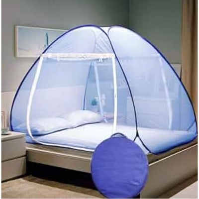 Picture of Simple Full Bottom Yurt Mosquito Net 5/7 FIT Portable Installation-free Single Double Bed Mosquito Net Foldable Breathable Mosquito Net double zipper gate (Blue)