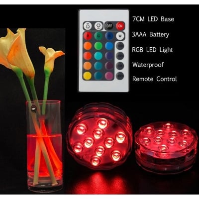 Picture of 1 PCS Submersible Led Wireless Light 14 Color Changing Remote control Waterproof (Multicolor)