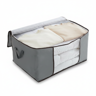 Picture of Cloths Storage Organizer Bags. Blankets Cover, Cloth Organizer, Winter Wardrobe Storage Organizer (Grey)