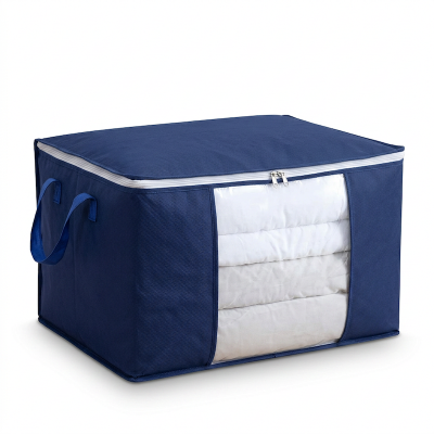 Picture of Cloths Storage Organizer Bags. Blankets Cover, Cloth Organizer, Winter Wardrobe Storage Organizer (Navy Blue)