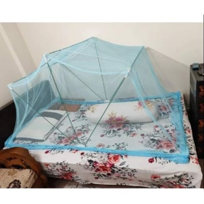 Picture of Portable stylish Mosquito Net Adult Mosquito Net with stand size 3.5/7 feet Lazy Foldable Washable Magic Net Mosari -single bed (Blue)